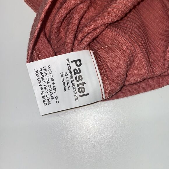 Pastel long sleeve ribbed raglan Tee with Henley color Dusty Rose New unisex - Picture 5 of 6